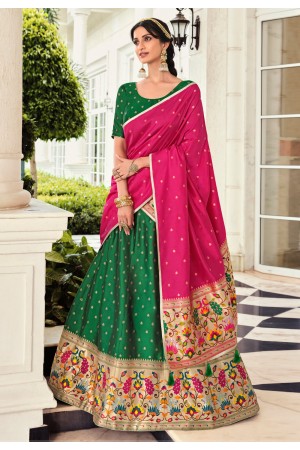 Green banarasi a line lehenga choli 4270