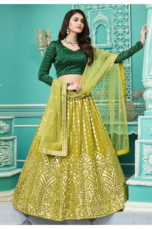 Green georgette circular lehenga choli 1905