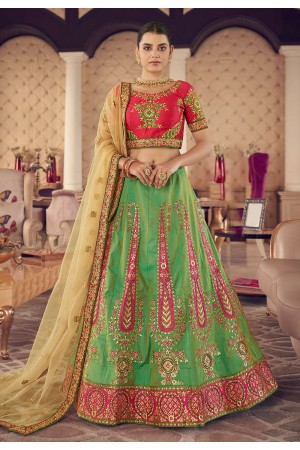 Light green jacquard silk a line lehenga choli 9405