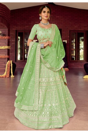 Light green organza embroidered work lehenga choli 7118