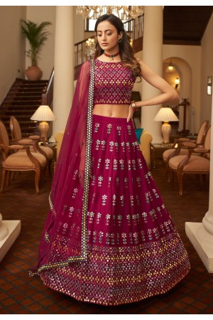 Magenta georgette circular lehenga choli 1932