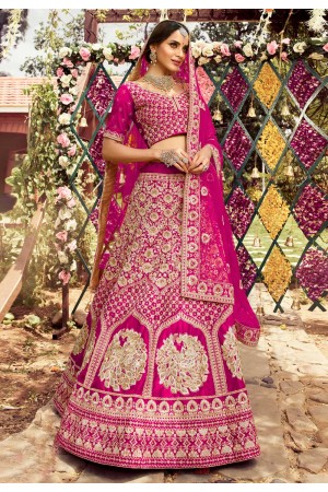 Magenta raw silk bridal lehenga choli 7135