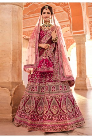 Magenta velvet a line lehenga choli 8514