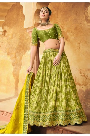 Mehndi silk circular lehenga choli 5005