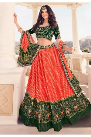 Orange rayon circular lehenga choli 104