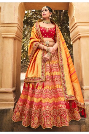 Orange silk circular lehenga choli 5004