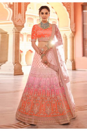 Orange velvet a line lehenga choli 8516