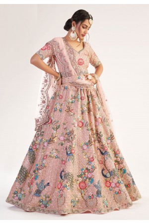 Peach net circular lehenga choli 1048