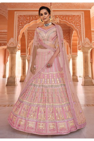 Peach organza a line lehenga choli 8509