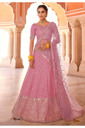 Pink art silk a line lehenga choli 8523