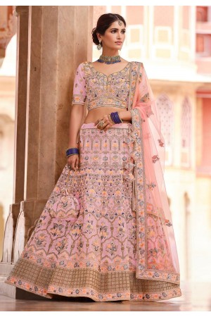 Pink crepe a line lehenga choli 8520