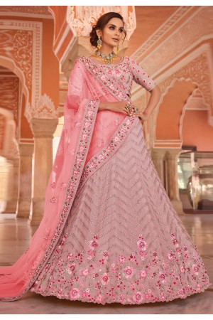 Pink georgette a line lehenga choli 8513