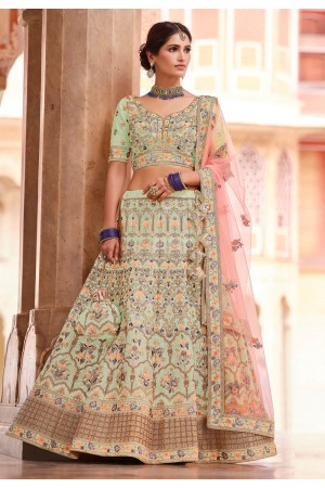 Pista green crepe a line lehenga choli 8518