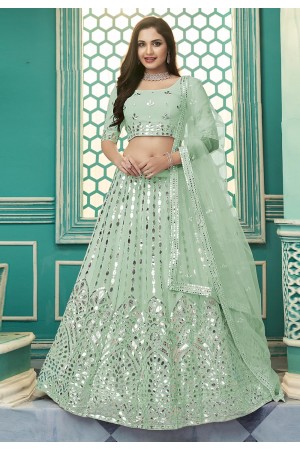 Pista green georgette circular lehenga choli 1904