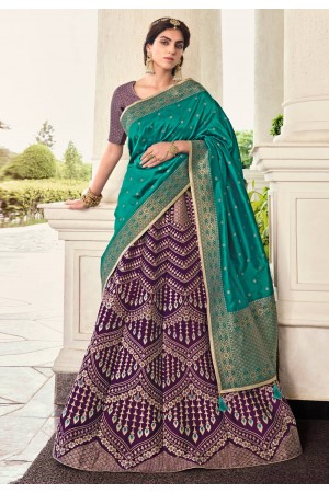 Purple banarasi a line lehenga choli 4274