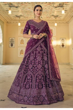 Purple soft net circular lehenga choli 9454