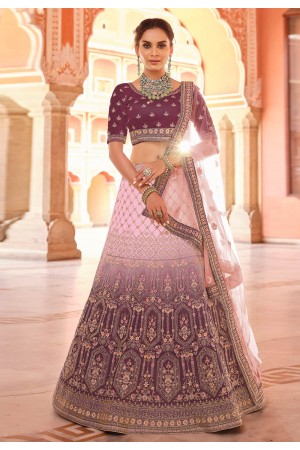 Purple velvet a line lehenga choli 8517