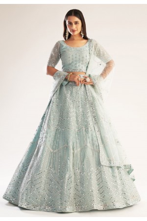 Sea green net circular lehenga choli 1053