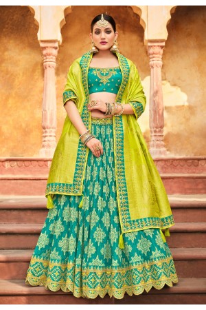 Sea green silk circular lehenga choli 5006