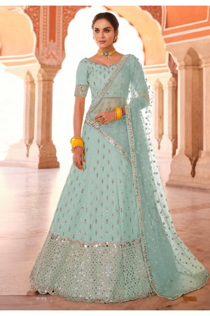 Sky blue art silk a line lehenga choli 8522