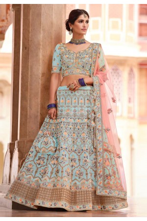 Sky blue crepe a line lehenga choli 8519