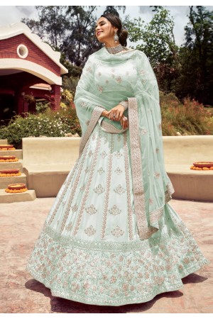 Sky blue crepe embroidered work lehenga choli 7125