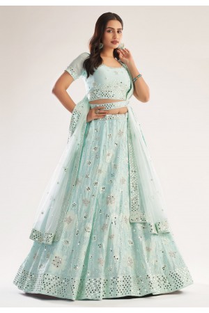 Sky blue net circular lehenga choli 1051