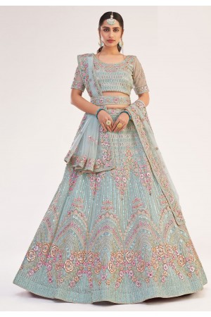 Sky blue net circular lehenga choli 1057