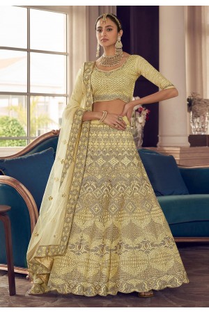 Yellow crepe a line lehenga choli 9404