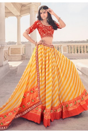 Yellow rayon circular lehenga choli 107