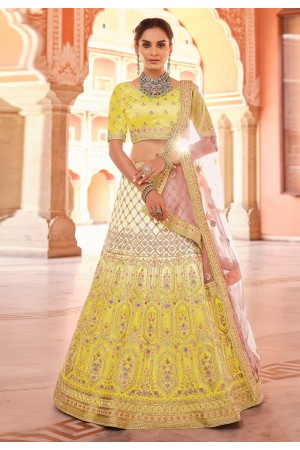 Yellow velvet a line lehenga choli 8515