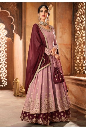 Onion pink and purple georgette wedding lehenga