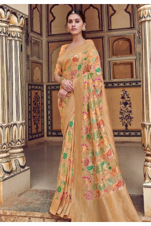 Beige silk festival wear saree 3303