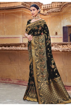 Black silk festival wear saree 3506