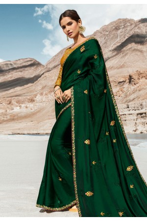 Green barfi silk party wear saree 80002