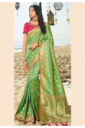 Light green silk festival wear saree 90955