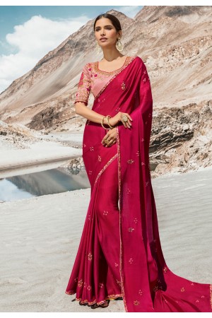 Magenta barfi silk party wear saree 80007