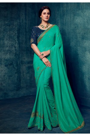 Shaded green silk festival wear saree 2179