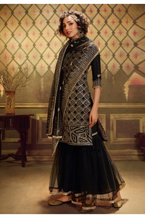 Black net sharara suit 4903