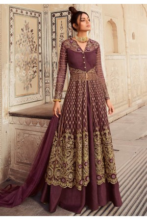 Purple net indo western lehenga choli 5602