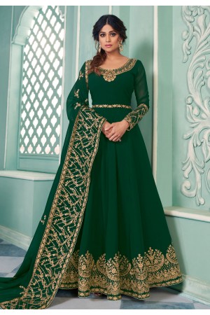 Shamita shetty green georgette abaya style anarkali suit 8339