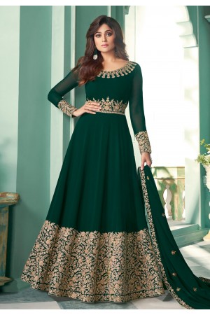 Shamita shetty green georgette bollywood anarkali suit 8343