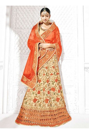 Cream velvet a line wedding lehenga 1104