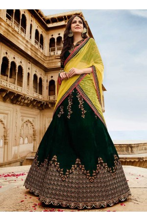 Dark green velvet a line wedding lehenga 501