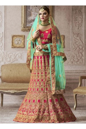 Hot pink banarasi silk wedding lehenga 4006