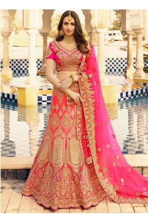 Pink color heavy work wedding lehenga choli 13070