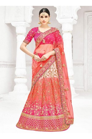 Tricolor satin a line wedding lehenga 1109