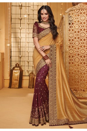 Golden silk half and half saree 2315