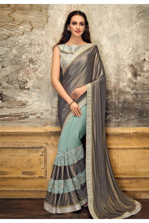 Gray lycra party wear saree 11225