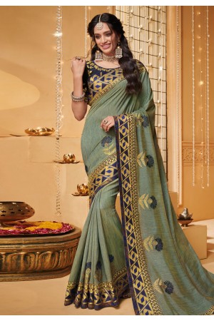 Gray silk saree with blouse 2306